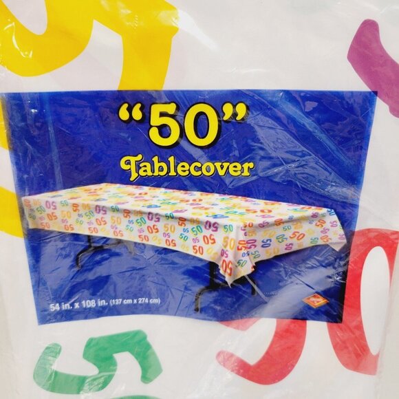 2 pks 50th All Over Print 50's Party Birthday Anniversary Table Cover 54 x 108 - Picture 2 of 3